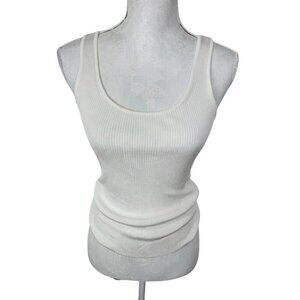 Madewell Women's XXS Scoop Drapey Viscose Tank‎ Off White Ivory Ribbed NWT
